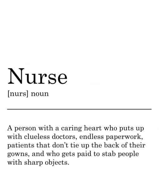 Nurse Definition Printable Wall Art for you to print at home and frame