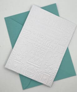 EMB061 happy birthday collage embossed cards above scaled