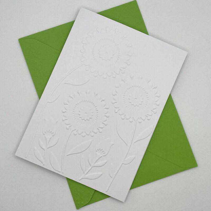 Flower Trio Note Cards - Pack of 6 White Embossed Floral Note Cards and ...