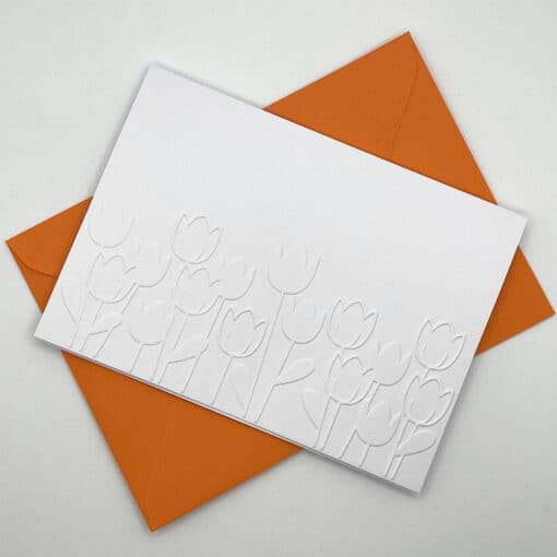 EMB104 Tulips embossed cards above scaled