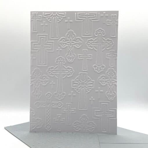 EMB003 Church crosses embossed cards front scaled