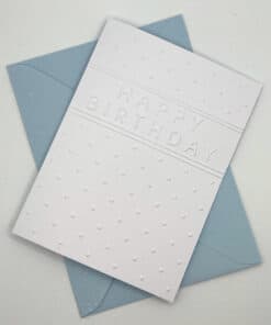 EMB066 Happy Brthday dots embossed cards above scaled