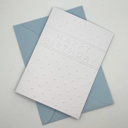 EMB066 Happy Brthday dots embossed cards above scaled