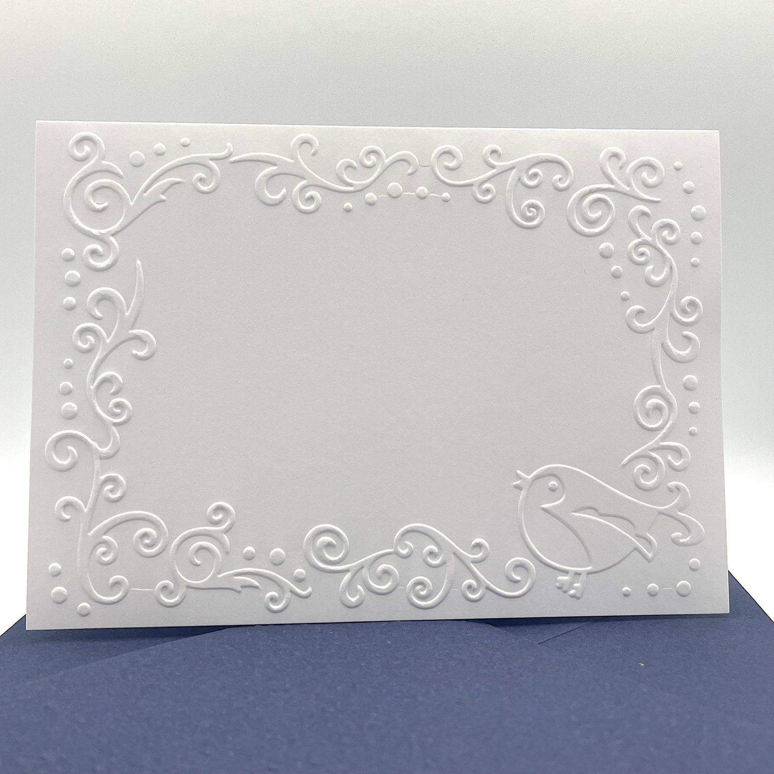 Bird Frame Note Cards - Pack of 6 White Embossed Note Cards and ...