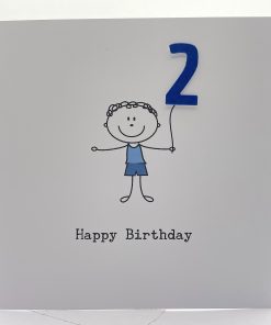 STICK AGE 2 Birthday card for boy front scaled