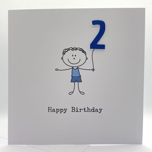 STICK AGE 2 Birthday card for boy front scaled