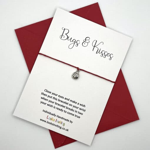 WB039 Ladybird bugs and kisses wish bracelet above scaled