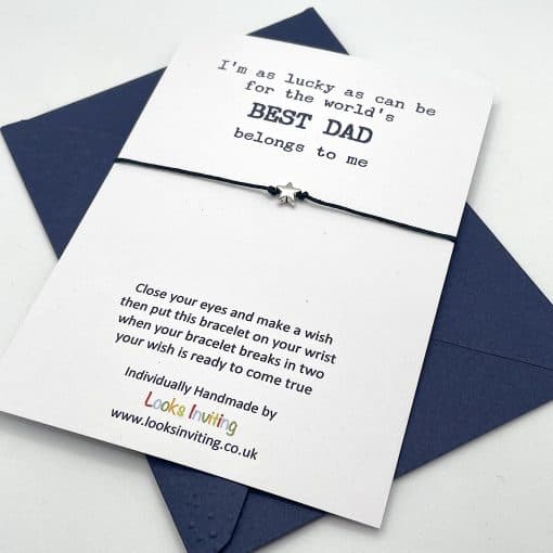 WB051 Worlds Best Dad wish bracelet angled