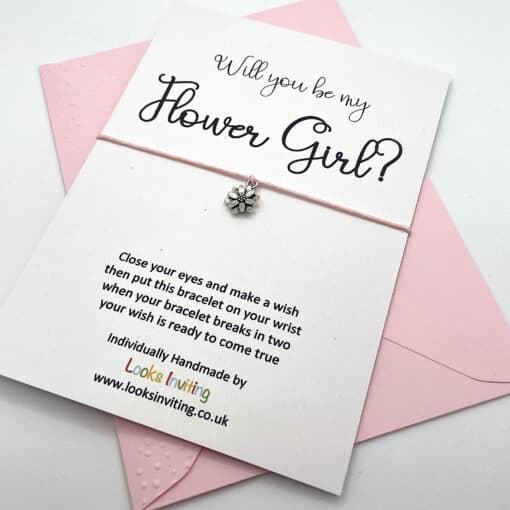 WB104 Will you be my flower girl wish bracelet angled scaled